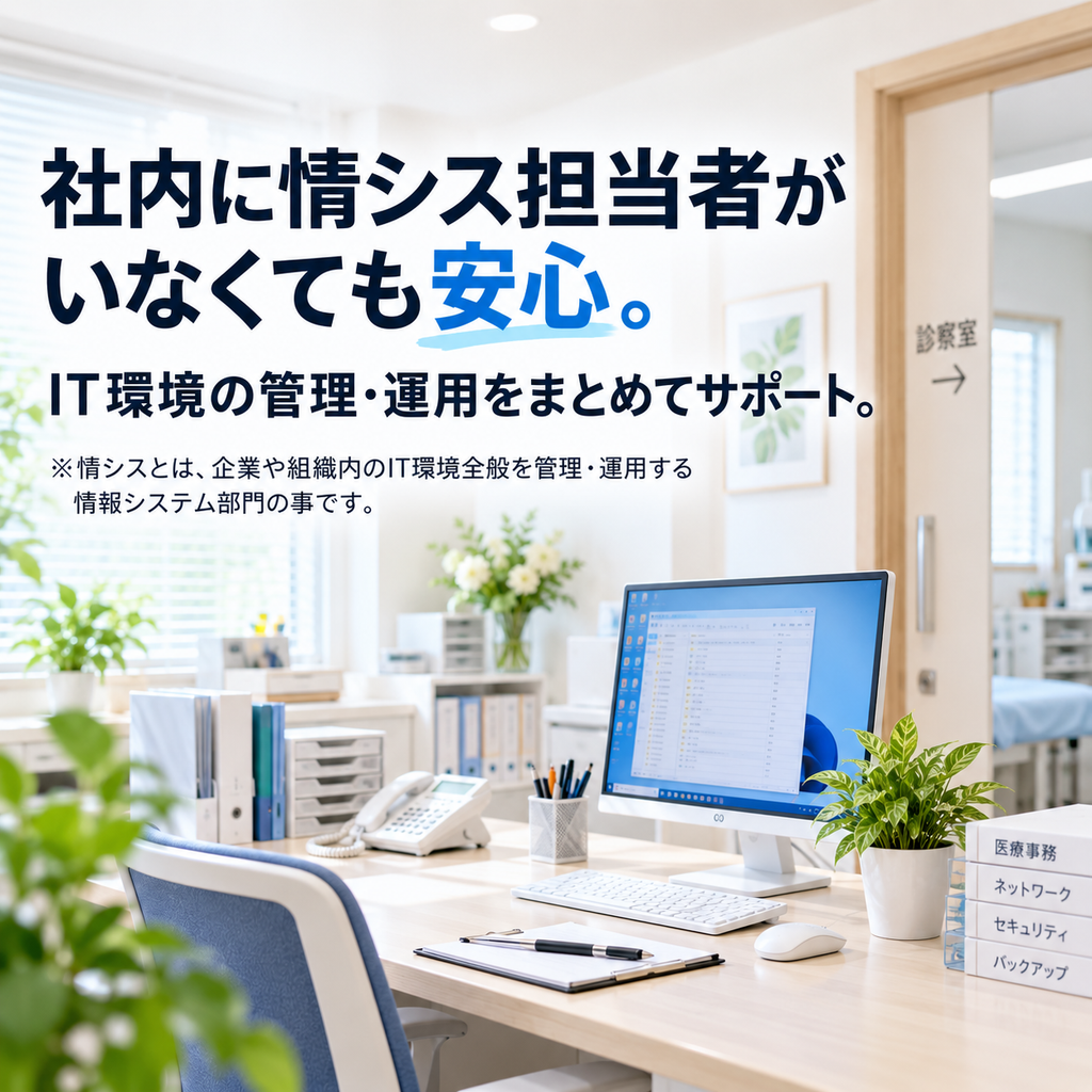社内に情シス担当者がいなくても安心。
IT環境の管理・運用をまとめてサポート。